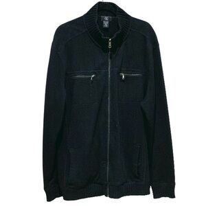 Calvin Klein Men's Black Full Zip -Front Knit Sweater XXL VTG